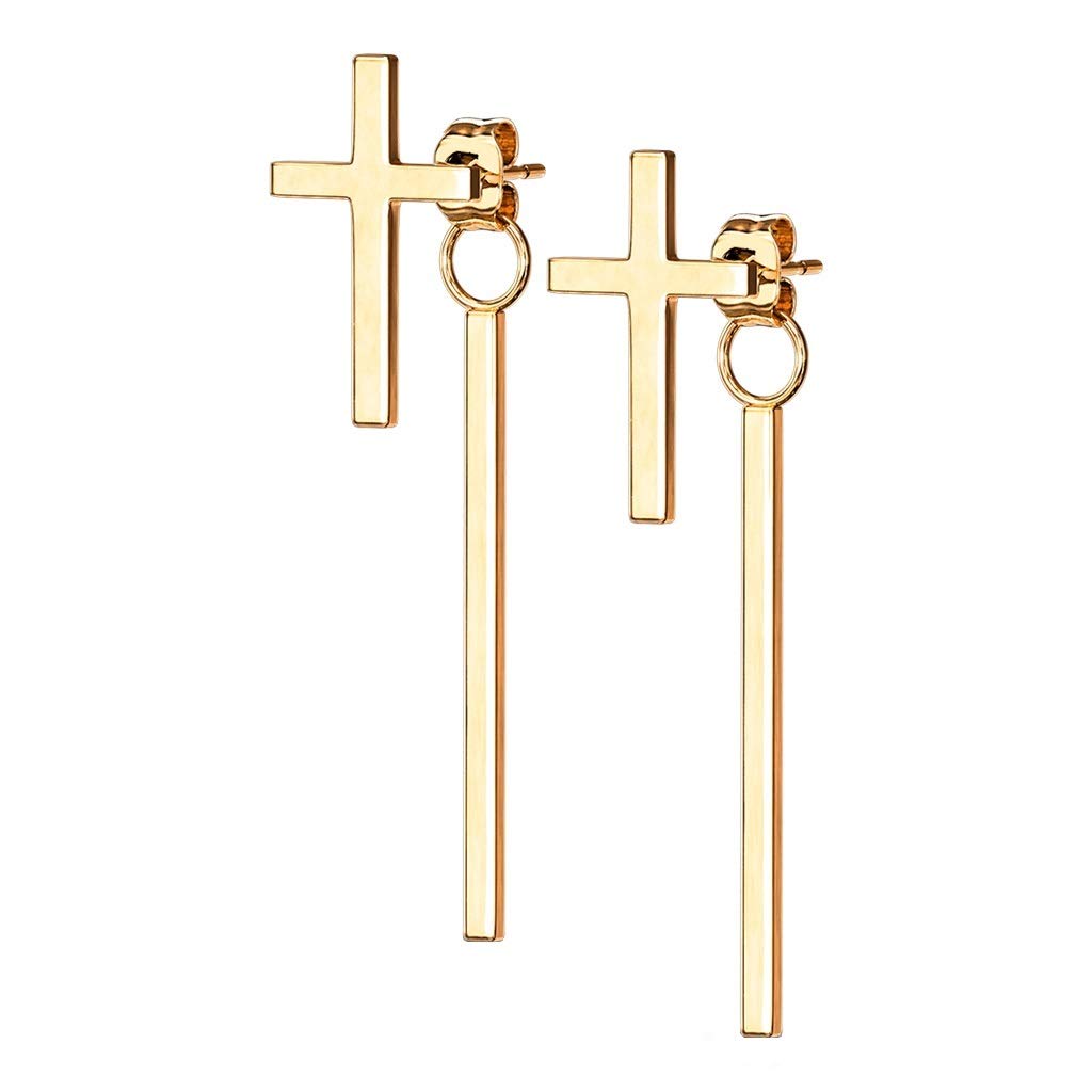 1 Paar Damen Ohrstecker Kreuz Anhänger Balken Ohrringe Chirurgenstahl Silber Gold Roségold