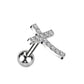 Knorpel Ohrstecker Kreuz Zirkonia Clear Silber Gold Piercings Chirurgenstahl Schraubverschluss Stab 6mm lang