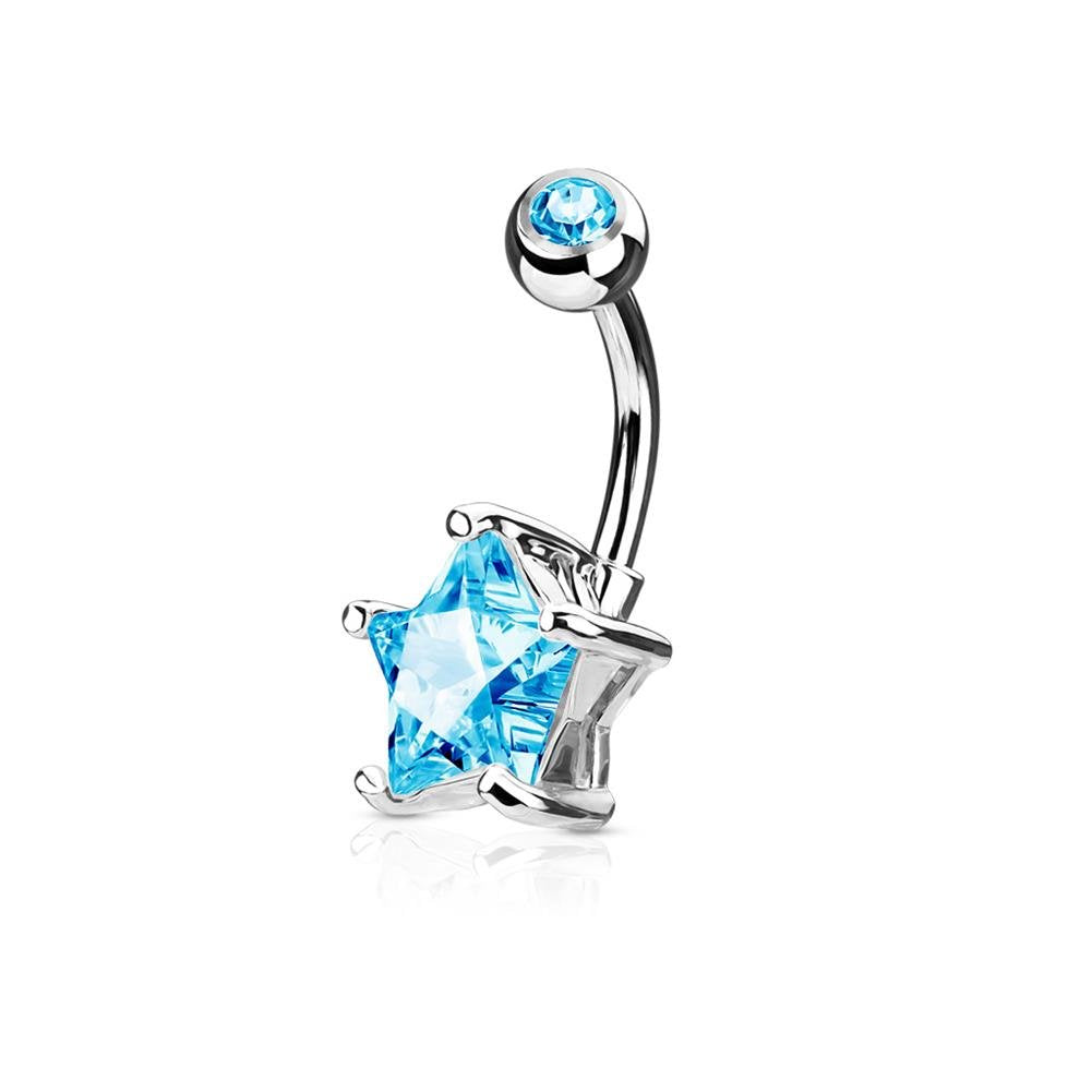 Bauchnabelpiercing 1,6mm 10mm Stern 7mm Nabelpiercing Edelstahl Chirurgenstahl Bananabell Zirkonia Gold Silber Roségold