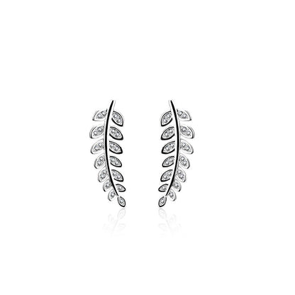 1 Paar Ohrklemmen OLIVEN-BLÄTTER 21 x 3mm Set Ohrringe Ohrclip Ohrstecker Chirurgenstahl Zirkonia Silber Gold Roségold