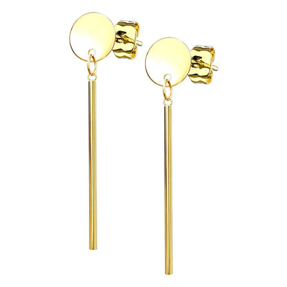 1 Paar Damen Ohrstecker Runde Platte Anhänger Balken Ohrringe Chirurgenstahl Silber Gold Roségold