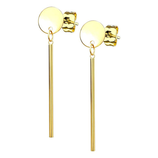 1 Paar Damen Ohrstecker Runde Platte Anhänger Balken Ohrringe Chirurgenstahl Silber Gold Roségold