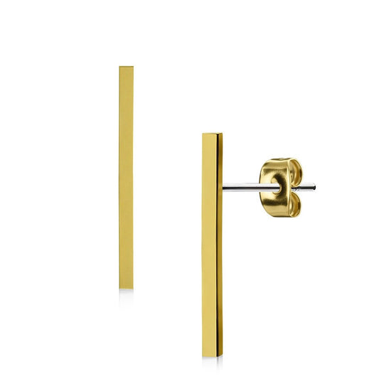 1 Paar Ohrringe Set Stecker Edelstahl Chirurgenstahl Glatt Lang Bar silber roségold gold