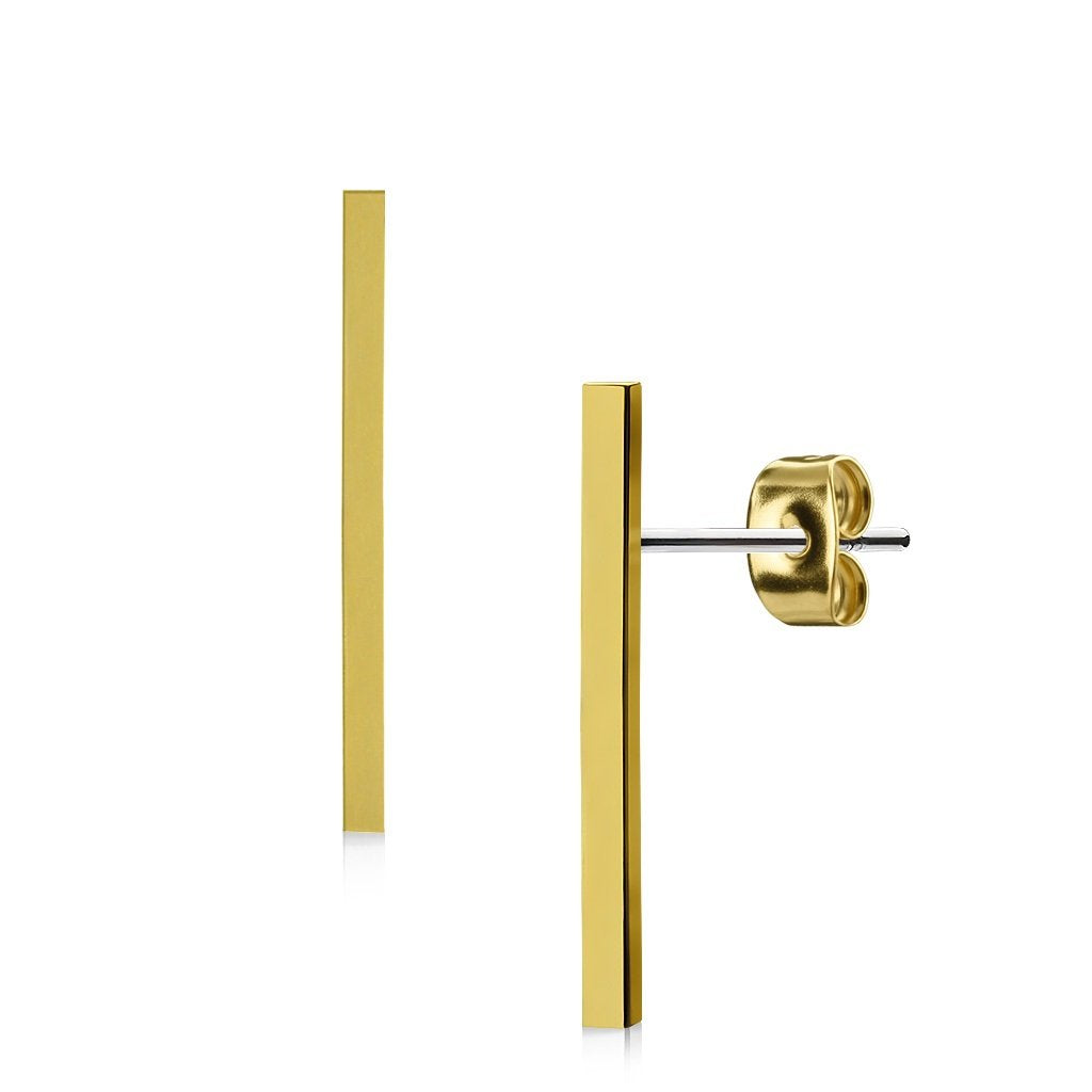 1 Paar Ohrringe Set Stecker Edelstahl Chirurgenstahl Glatt Lang Bar silber roségold gold