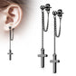 1 Paar Damen Ohrstecker Ketten-Kreuz Anhänger Chirurgenstahl Ohrringe Ohrhänger Silber Gold Schwarz Roségold