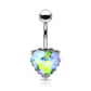 Bauchnabelpiercing Regenbogen-Effekt Kristall Herz Nabelpiercing Chirurgenstahl Bananabell viele Farben Stab 1,6/10mm
