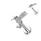 Knorpel Ohrstecker Kolibri Silber Gold Roségold Pavé Zirkonia Clear Piercings Chirurgenstahl Schraubverschluss Stab 6/8mm lang