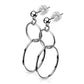 1 Paar Damen Ohrringe Kugel Doppel-Ringe Länge 38,1mm e Ohrstecker Chirurgenstahl Silber