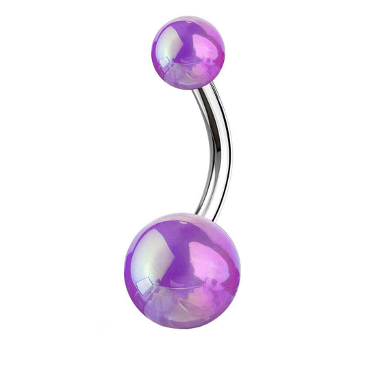 Bauchnabelpiercing Metallic Kugeln Nabelpiercing Chirurgenstahl Bananabell Acryl Silber Lila Blau Pink Weiß Regenbogen Stab 1,6/10mm