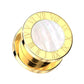 Ohrtunnel Gold Römische Zahlen Perlmutt Zentrum Chirurgenstahl Ohrpiercing Ohrschmuck Plug Screw Fit Schraubverschluss 8-16mm
