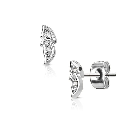1 Paar Ohrringe Set Stecker Edelstahl Chirurgenstahl Kleines Blatt clear Zirkonia gold silber roségold