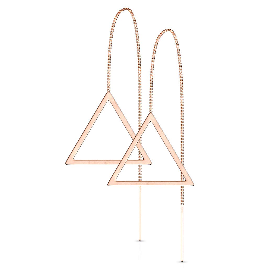 1 Paar Damen Ohrring Durchzieher Anhänger Offenes Dreieck Ohrringe Ohrstecker Chirurgenstahl Silber Gold Roségold