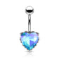 Bauchnabelpiercing Regenbogen-Effekt Kristall Herz Nabelpiercing Chirurgenstahl Bananabell viele Farben Stab 1,6/10mm