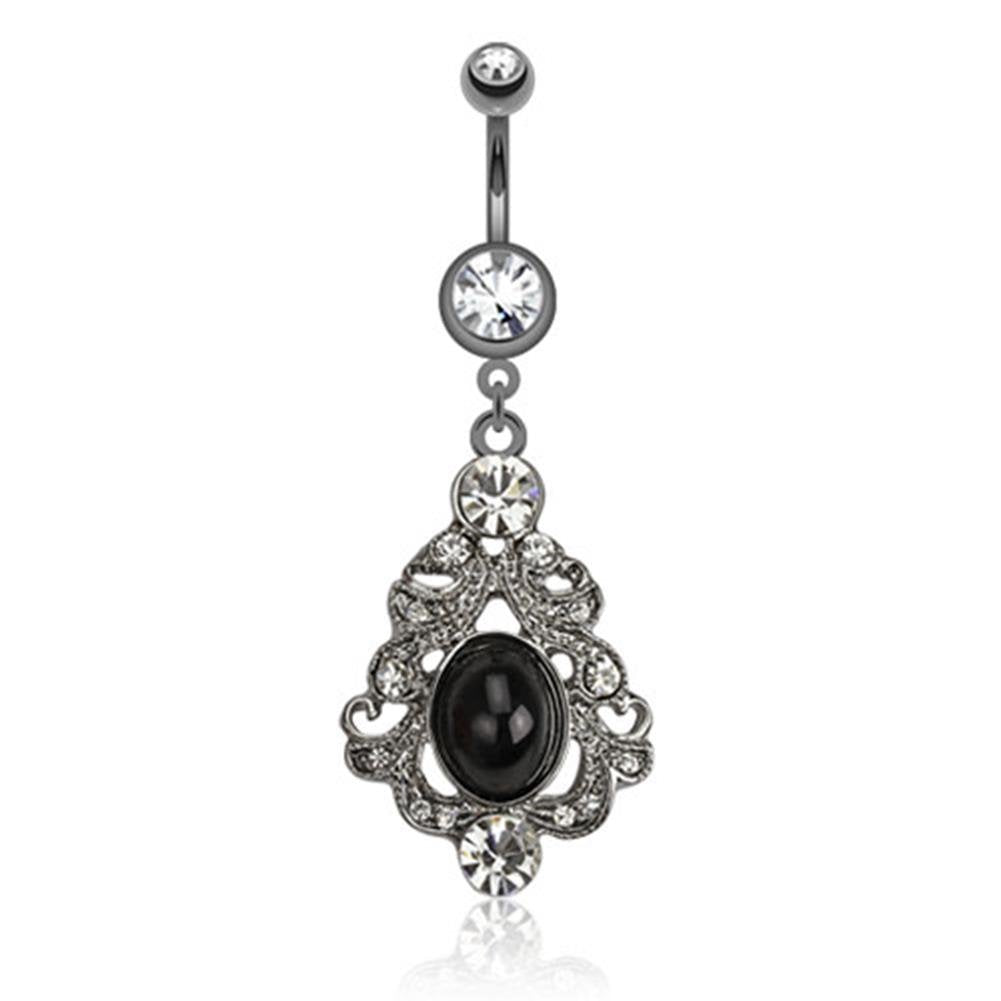 Bauchnabelpiercing 1,6mm 10mm Vintage Anhänger Nabelpiercing Edelstahl Chirurgenstahl Bananabell Zirkonia Silber Gold Roségold
