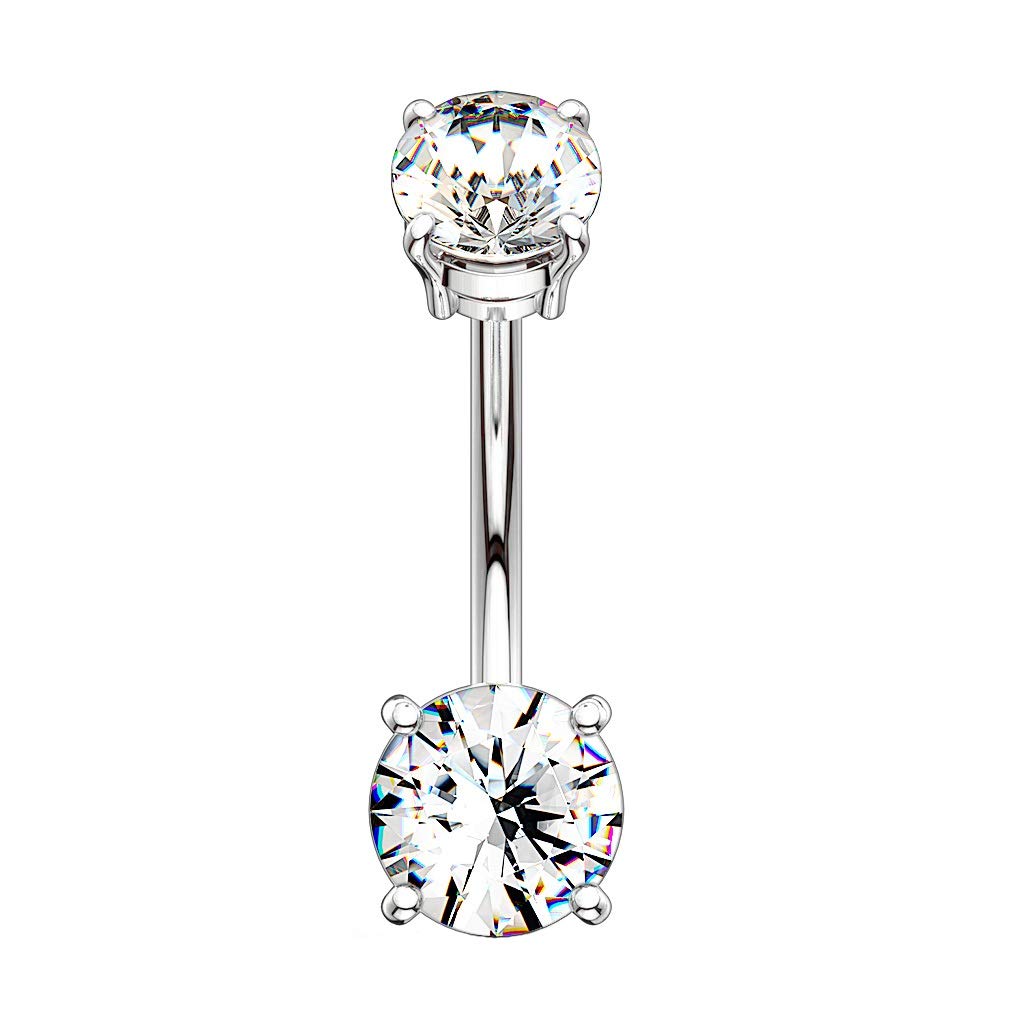 Bauchnabelpiercing DOPPEL-ZIRKONIA 5/7mm Nabelpiercing Chirurgenstahl Bananabell Multicolor Stab 1,6/10mm