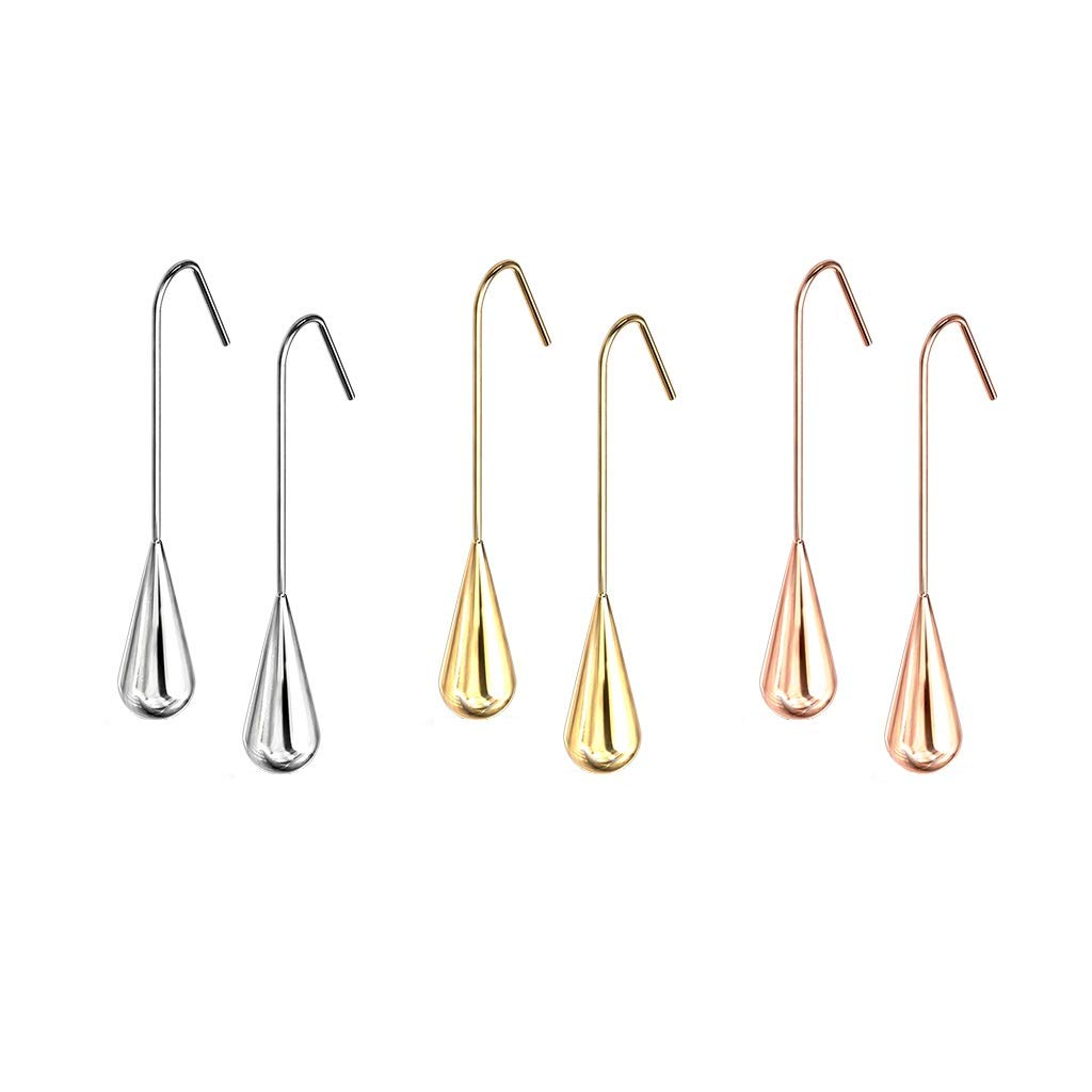 1 Paar Damen Langer Tränen-Tropfen Anhänger Ohrringe Ohrstecker Ohrhänger Chirurgenstahl Gold Roségold Silber 48mm