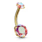 Bauchnabelpiercing 2 Regenbogen-Effekt Zirkonia Rund 8mm Nabelpiercing Chirurgenstahl Bananabell viele Farben Stab 1,6/10mm