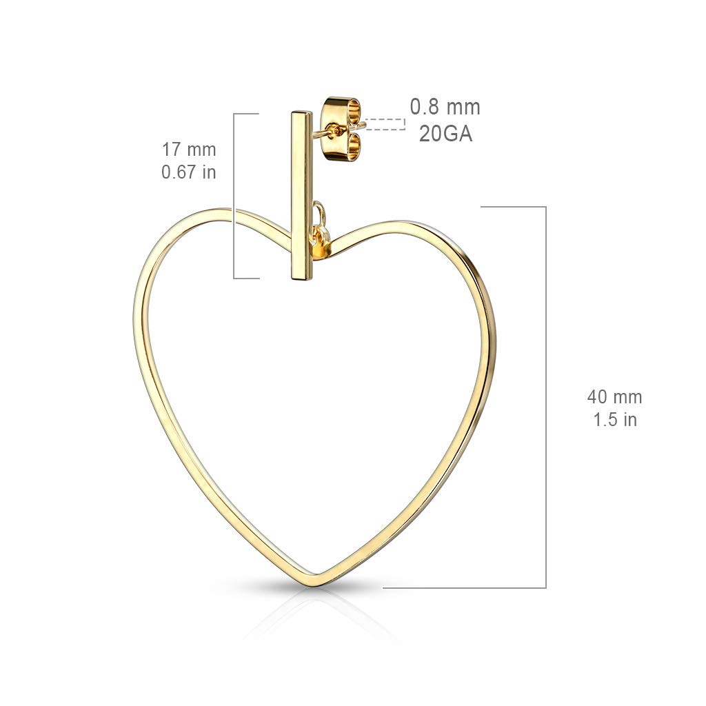 1 Paar Damen Ohrstecker Balken Anhänger Herz Ohrringe Chirurgenstahl Steckerverschluss Silber Gold