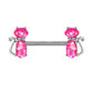 Brustwarzenpiercing Glitzer-Opal Katze Brustpiercing Nippelpiercing Chirurgenstahl Silber Pink Weiß Stab 1,6/14mm