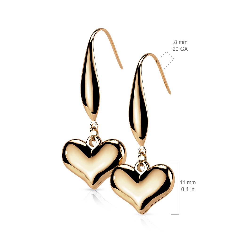 1 Paar Damen Ohrhänger Herz-Anhänger Ohrstecker Ohr-Haken Silber Gold Roségold