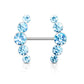 Brustwarzenpiercing 5 runde Kristalle Brustpiercing Intimpiercing Nippelpiercing Chirurgenstahl Silber viele Farben Stab 1,6/16mm