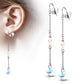 1 Paar Damen Ohrringe facettierter Regenbogen Diamant-Design Anhänger Kette Ohrhänger Ohrstecker Silber