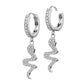 1 Paar Damen Creolen Ohrhänger Anhänger Schlange Pavé Zirkonia Clear Ohrringe Ohrstecker Silber Gold