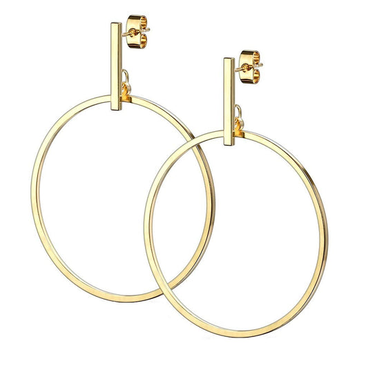 1 Paar Damen Ohrstecker Balken Anhänger Ring rund Ohrringe Chirurgenstahl Steckerverschluss Silber Gold
