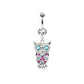Bauchnabelpiercing Eule Anhänger 1,6mm 10mm Nabelpiercing Chirurgenstahl Bananabell Zirkonia 14 Karat Gold Silber Clear Pink Aqua