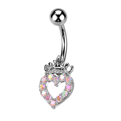 Bauchnabelpiercing Pavé Herz Krone Zirkonia Nabelpiercing Chirurgenstahl Bananabell Stab-länge 10mm