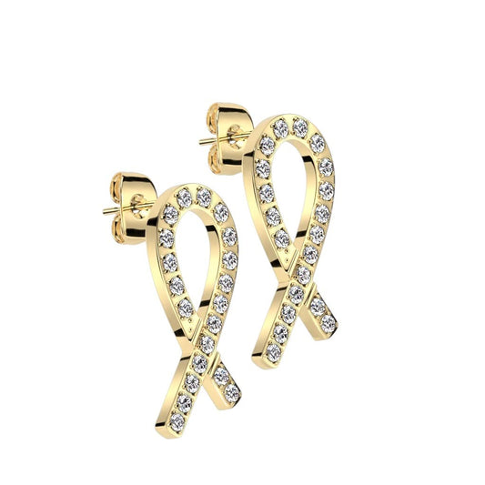 1 Paar Damen Ohrstecker Zirkonia Schleife Clear Chirurgenstahl Ohrringe Ohrhänger Silber Gold