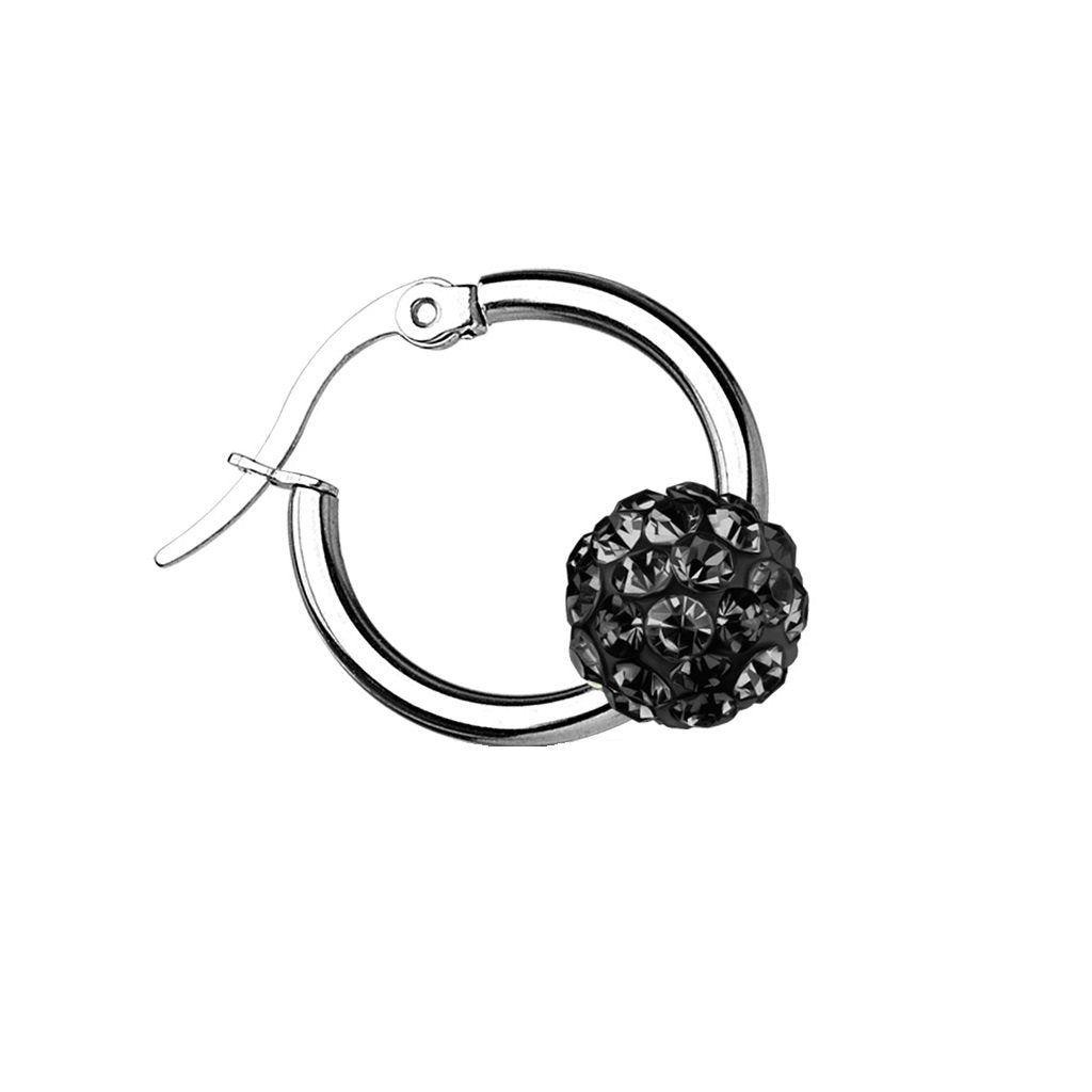 Damen 1 Paar Creolen KRISTALL-KUGEL Ohrringe Schmuck Ohrstecker Chirurgenstahl Silber Multicolor