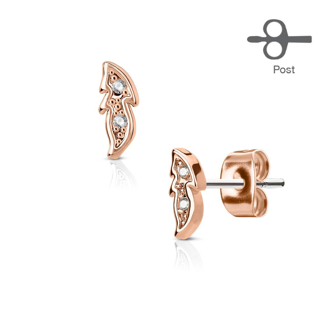 1 Paar Ohrringe Set Stecker Edelstahl Chirurgenstahl Kleines Blatt clear Zirkonia gold silber roségold