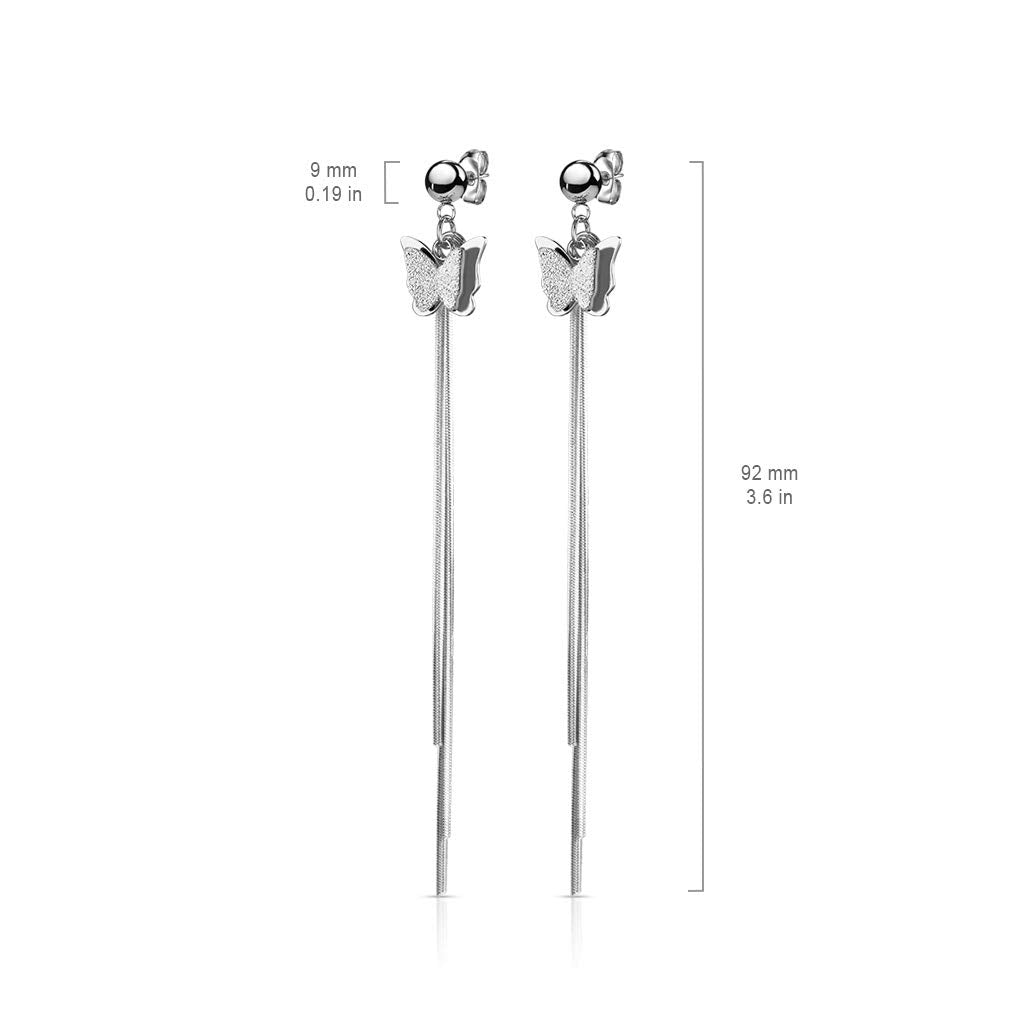 1 Paar Damen Ohrringe 2 Ton Schmetterling Ketten Anhänger e Ohrstecker Chirurgenstahl Gold Roségold Silber Länge 92mm