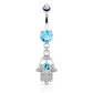 Bauchnabelpiercing Set 1,6mm 10mm Hamsa 15,9 x 11,2mm Nabelpiercing Chirurgenstahl Bananabell Zirkonia Silber