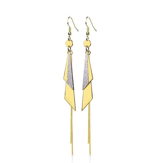 1 Paar Damen Ohrringe 2 Große Glitzer-Dreiecke Ketten Anhänger e Ohrstecker Chirurgenstahl Gold Roségold Silber Länge 103,2mm