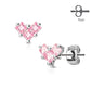 1 Paar Ohrringe Set Stecker Edelstahl Chirurgenstahl 3 Mini Quadrate silber Haken clear pink rot Zirkonia