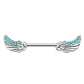 Engels-FLÜGEL Brustwarzenpiercing Brustpiercing Nippelpiercing Edelstahl VERGOLDET KRISTALL ZIRKONIA Clear PINK Aqua 1,6mm 12mm