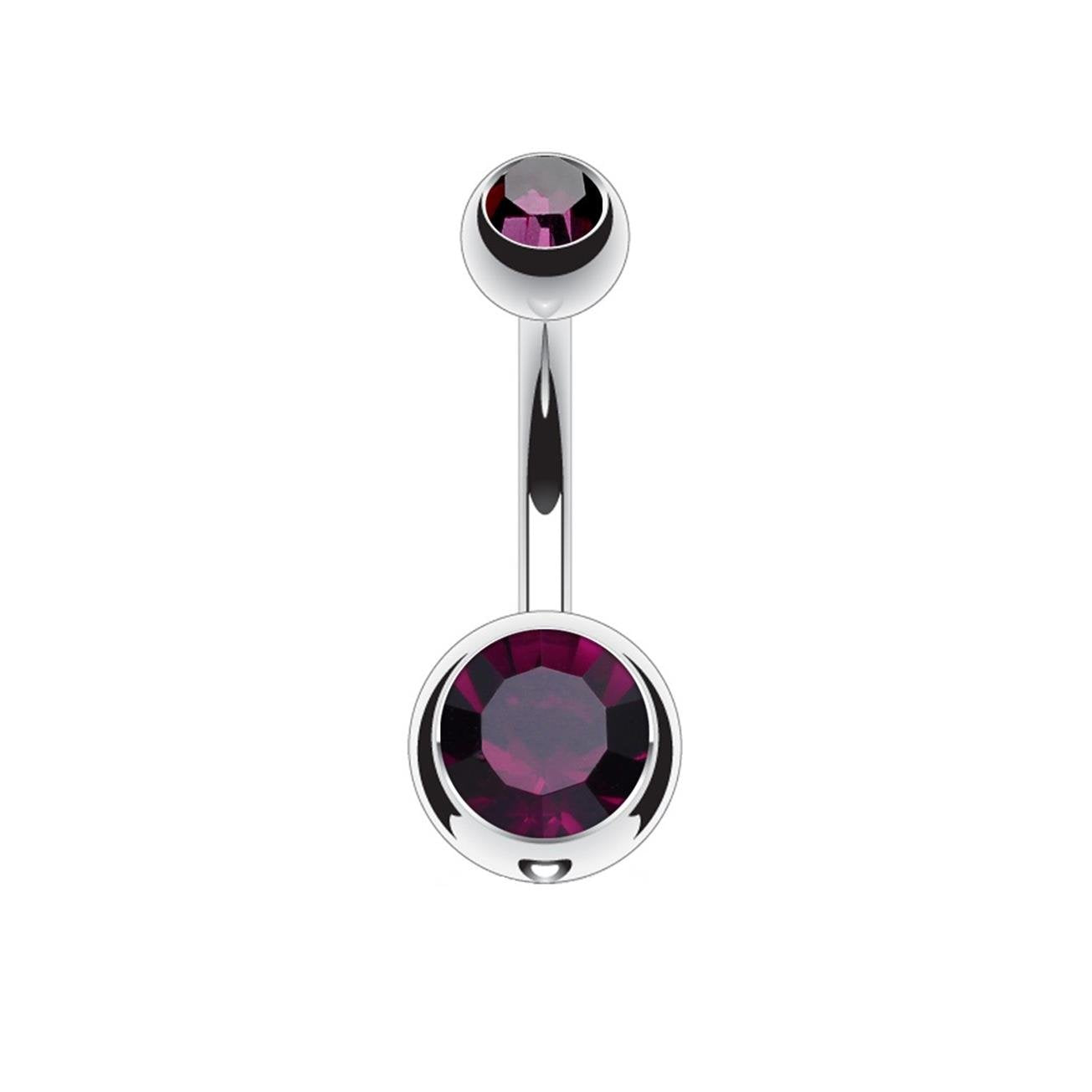 Bauchnabelpiercing 2 ZIRKONIA Nabelpiercing Chirurgenstahl Bananabell Silber Multicolor Stab 1,6/10mm Kugeln 4/6mm