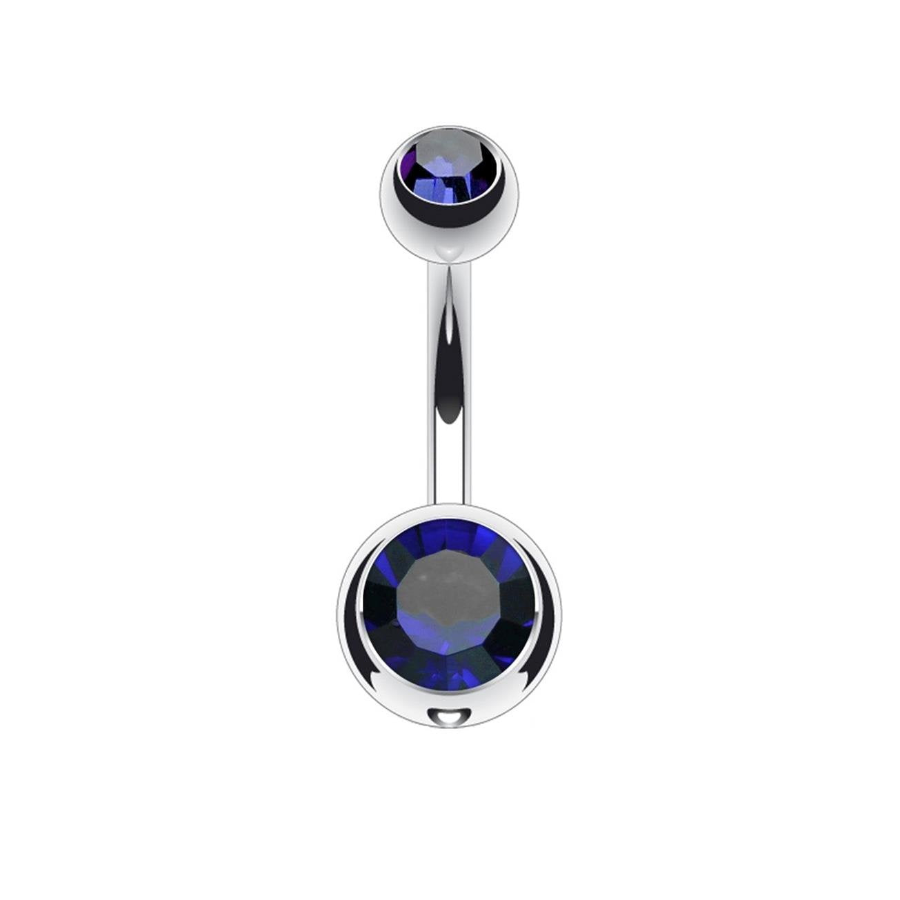 Bauchnabelpiercing 2 ZIRKONIA Nabelpiercing Chirurgenstahl Bananabell Silber Multicolor Stab 1,6/10mm Kugeln 4/6mm