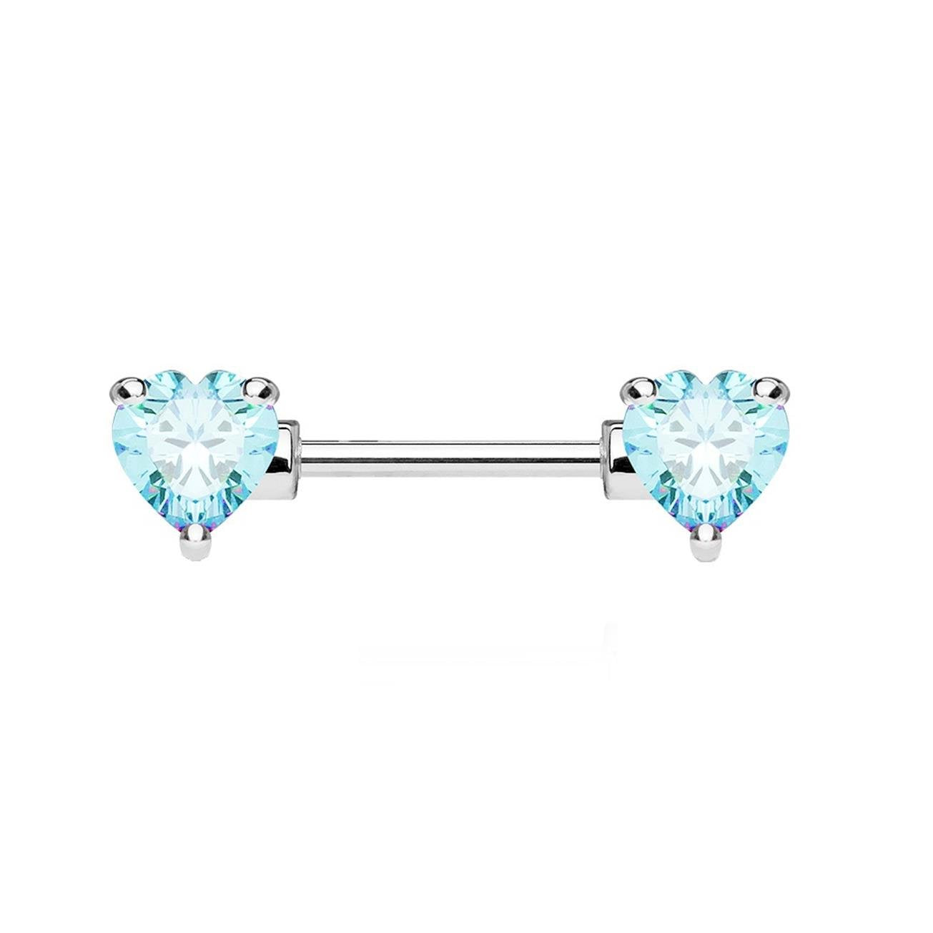 Brustwarzenpiercing ZIRKONIA Herzen Brustpiercing Intimpiercing CHIRURGENSTAHL Silber Gold Roségold Stab 1,6mm 12/16mm