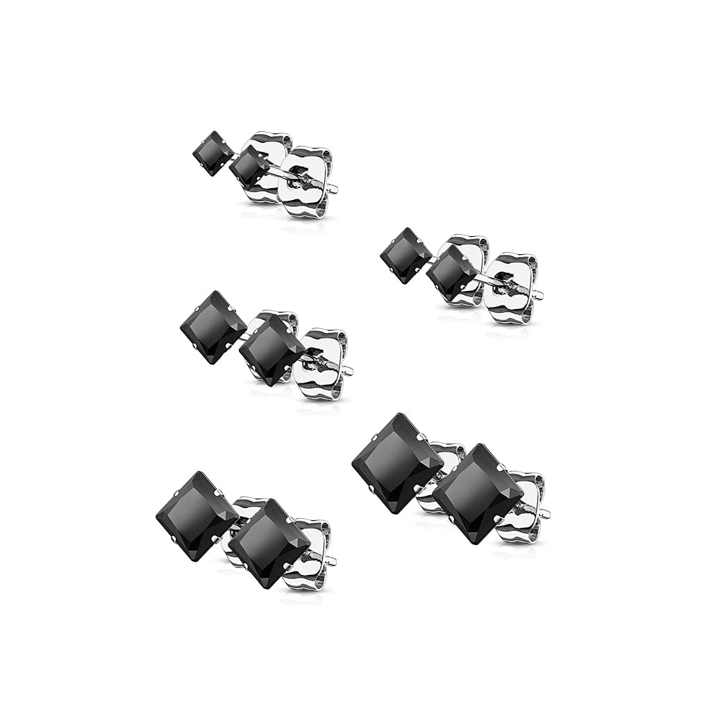 5 Paar Ohringe Eckiger Zirkonia 3mm 4mm 5mm 6mm 7mm Ohrringe Ohrstecker Chirurgenstahl Silber Gold Schwarz