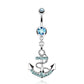 Bauchnabelpiercing Anker 1,6mm 10mm Anhänger Nabelpiercing Chirurgenstahl Bananabell Zirkonia Silber Clear Blau Pink Schwarz