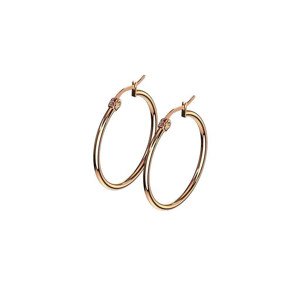 1 Paar Damen CREOLEN Ohrringe Ohrstecker Chirurgenstahl Roségold 10 15 20 25 30 35 40 45 50 55 60 65 70 75 mm