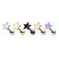 1 Knorpel Ohrstecker Flat Top Stern Cartilage Labret Piercings Tragus viele Farben Edelstahl Schraubverschluss Steg 6,5/1,2mm