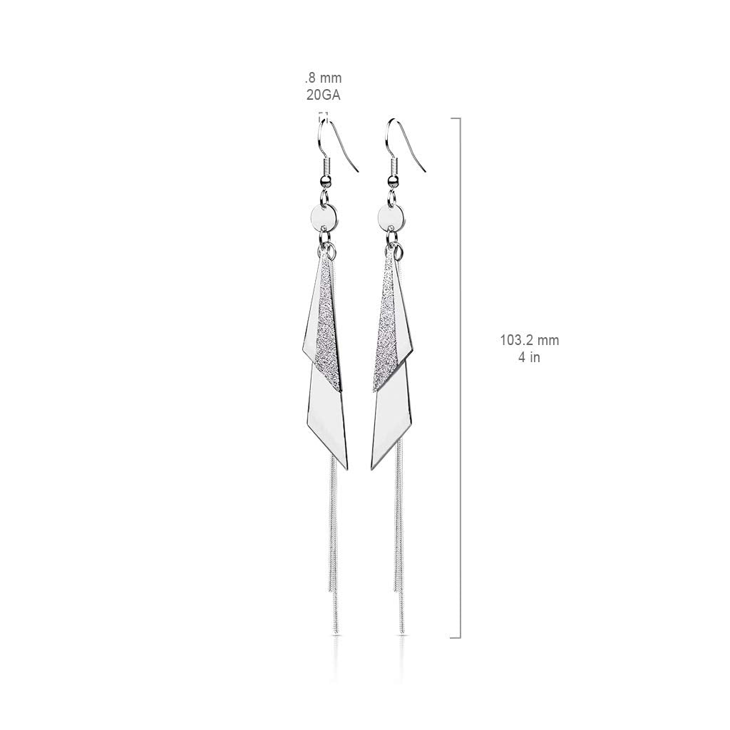 1 Paar Damen Ohrringe 2 Große Glitzer-Dreiecke Ketten Anhänger e Ohrstecker Chirurgenstahl Gold Roségold Silber Länge 103,2mm