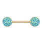 Brustwarzenpiercing Glitzer KRISTALL-Steine Brustpiercing Nippelpiercing Chirurgenstahl Roségold Multicolor Stab 1,6/14mm Stein 9mm
