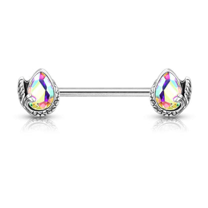 Brustwarzenpiercing Meerjungfrau-Flosse Kristall-Tropfen Brustpiercing Nippelpiercing Chirurgenstahl Mehrfarbig Stab 1,6/16mm