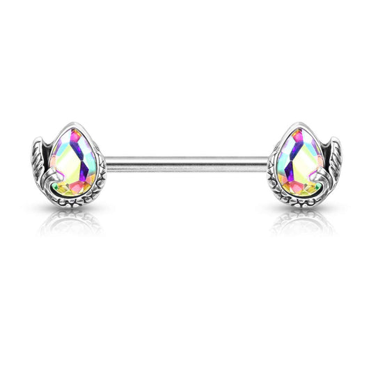 Brustwarzenpiercing Meerjungfrau-Flosse Kristall-Tropfen Brustpiercing Nippelpiercing Chirurgenstahl Mehrfarbig Stab 1,6/16mm