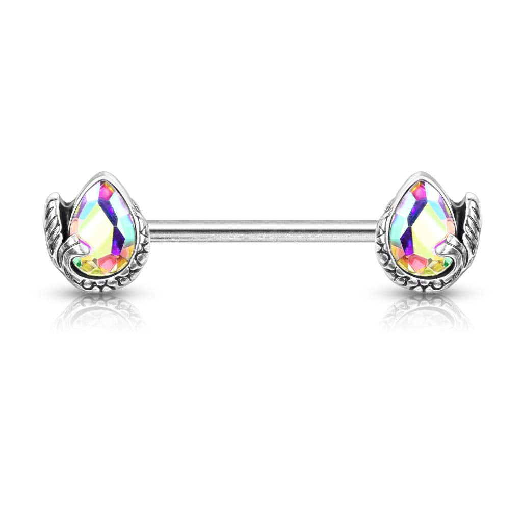 Brustwarzenpiercing Meerjungfrau-Flosse Kristall-Tropfen Brustpiercing Nippelpiercing Chirurgenstahl Mehrfarbig Stab 1,6/16mm